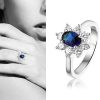 Montebello Ring Gardenia - Dames - Zilver Gerhodineerd - Zirkonia - Blauw-6259