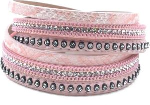 Montebello Armband Bartsia Pink - Dames - PU Leer - Zirkonia - 39 cm-0