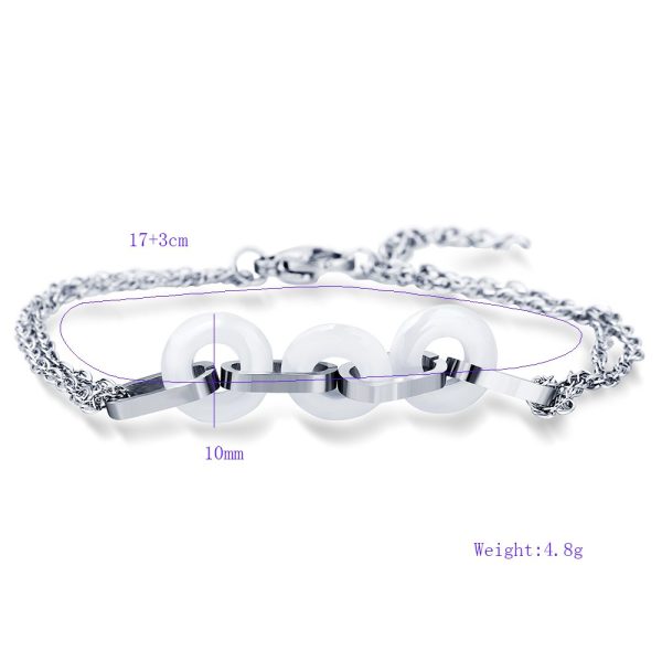 Montebello Armband Uma White – Dames – 316L Staal – Keramiek - ∅10 mm – 20 cm-10450
