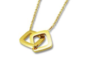 Amanto Ketting Eise Gold - Dames - 316L Staal Goud PVD - Geometrisch - 13x13 mm - 50 cm-0