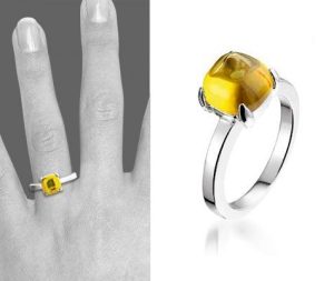 Montebello Ring Yellow Accent Dames - Zilver Gerhodineerd - Zirkonia-0