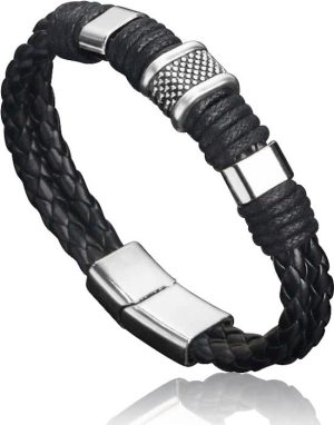 Montebello Armband Arban Black - Heren - Leer - Metaal - 22.5 cm-0