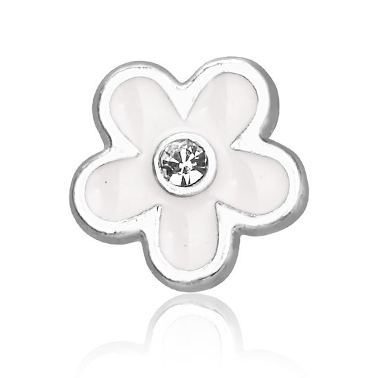 Montebello Bedel Flower White - Dames - Metaal - Emaille - ∅12 mm-0