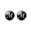 Montebello Manchetknopen Letter M - Heren - Metaal - Glas - Rond - ∅20 mm-0