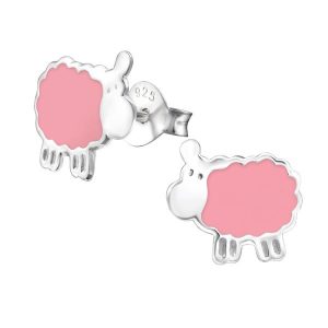 Princess by Montebello Oorbellen Schaapje Pink - Meisjes - 925 Zilver - Epoxy - Dier - 10 x 9 mm-0