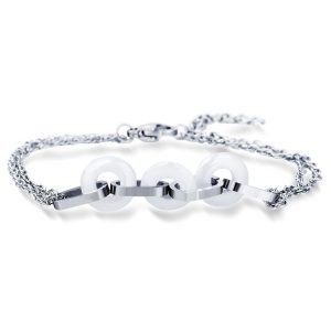 Montebello Armband Uma White – Dames – 316L Staal – Keramiek - ∅10 mm – 20 cm-0