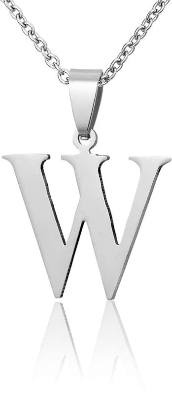 Montebello Ketting W - Unisex - 316 Staal - Letter - 25 x 30 mm - 50 cm-0