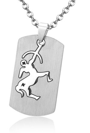 Montebello Ketting Boogschutter - Unisex - 316L Staal - Horoscoop - Dogtag - 50 x 22 mm - 50 cm-0