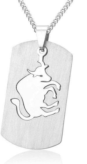 Montebello Ketting Stier - Unisex - 316L Staal - Horoscoop - Dogtag - 50 x 22 mm - 50 cm-0