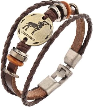 Montebello Armband Steenbok - Leer - Metaal - Horoscoop - 22cm-0