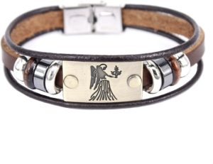 Montebello Armband Maagd - Unisex - Leer - Staal - Horoscoop - 19 cm-0