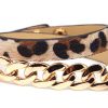 Montebello Armband Abia - Dames - Leer - Messing Ketting - Dierenprint - 44cm-0