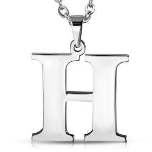 Amanto Ketting Letter H - Heren - 316L Staal - Alfabet - 22 x 22 mm - 60 cm-0