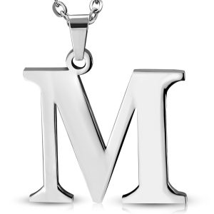 Amanto Ketting Letter M - Heren - 316L Staal - Alfabet - 22 x 25 mm - 60 cm-0