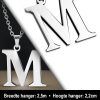 Amanto Ketting Letter M - Heren - 316L Staal - Alfabet - 22 x 25 mm - 60 cm-12130