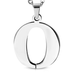 Amanto Ketting Letter O - Heren - 316L Staal - Alfabet - 21 x 22 mm - 60 cm-0