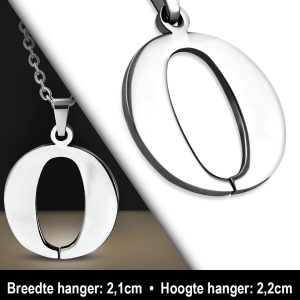 Amanto Ketting Letter O - Heren - 316L Staal - Alfabet - 21 x 22 mm - 60 cm-12066