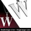Amanto Ketting Letter W - Heren - 316L Staal - Alfabet - 27 x 22 mm - 60 cm-12106