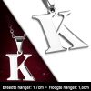 Amanto Ketting Letter K - Heren - 316L Staal - Alfabet - 17 x 18 mm - 50 cm-12001