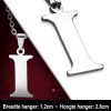 Amanto Ketting Letter I - Heren - 316L Staal - Alfabet - 12 x 26 mm - 60 cm-12114