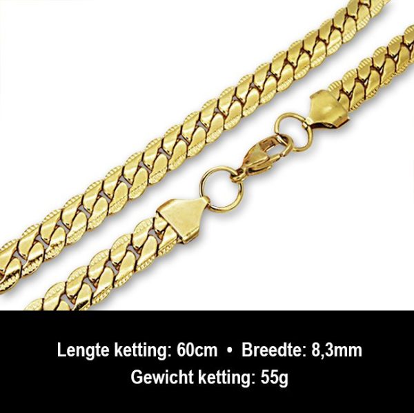 Amanto Ketting Barlas - 316L Staal PVD Verguld - 8mm - 60cm-13220