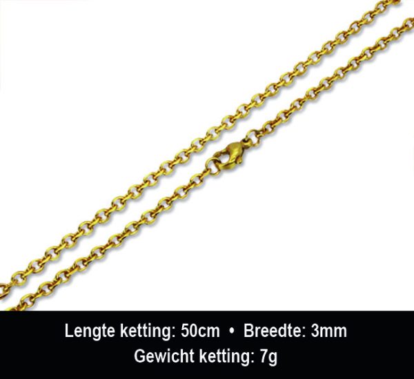 Amanto Ketting Baruch G - Heren - 316L Staal PVD - Anker - 3mm - 50cm-13255