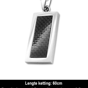 Amanto Ketting Archel - Heren - 316L Staal - Carbon - 15 x 35 mm - 60 cm-12428