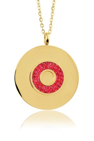 Montebello Ketting Bode Red K - Dames - 316L Staal Goud PVD - Zirkonia - Rond - ∅ 35 mm - 50 cm-0