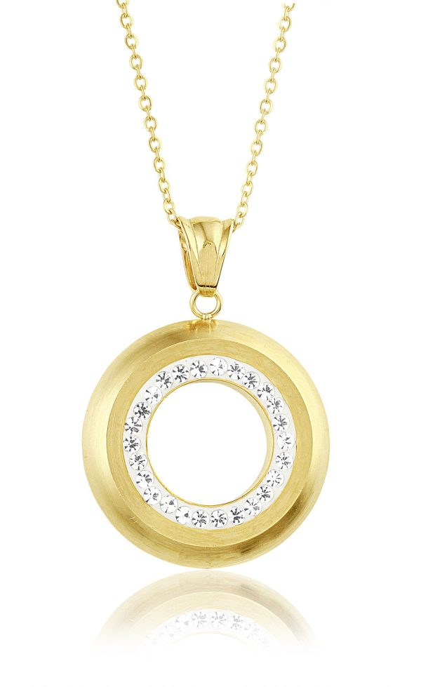 Montebello Ketting Bomai Gold K - Dames - 316L Staal Goud PVD - Zirkonia - Rond - ∅ 30 mm - 50 cm-0