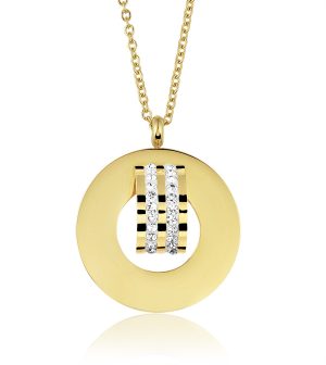 Montebello Ketting Bronte - Dames - 316L Staal Gold PVD - Zirkonia - 30 x 30 mm - 45 cm-0