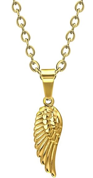 Amanto ketting Can Gold - Unisex - 316L Staal - Vleugel - 8 x 21 mm - 45 cm-0