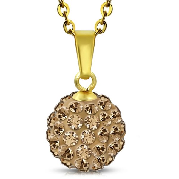 Amanto Ketting Cava G Champagne - Dames - 316L Staal Goud PVD - Zirkonia - 12 x 12 mm - 45 cm-0