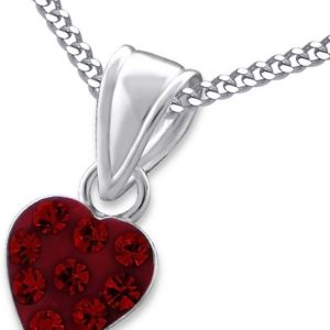 Amanto Kids Ketting Charaf Red - 925 Zilver E-Coating - Hart - 7x7mm - 38cm-0