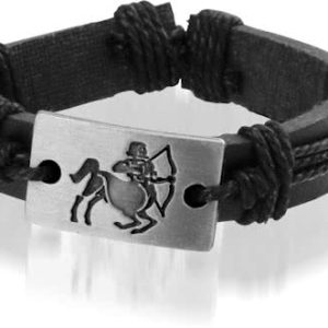 Montebello Armband Boogschutter - Unisex - Leer - Metaal - Horoscoop - ∅20 - 23 cm-0
