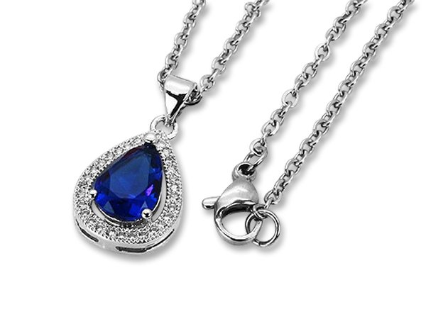 Amanto Ketting Danley Blue - Dames - 316L Staal PVD - Zirkonia - 18 x 12 mm - 49 cm-0