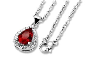 Amanto Ketting Danley Red - Dames - 316L Staal PVD - Zirkonia - 18 x 12 mm - 49 cm-0