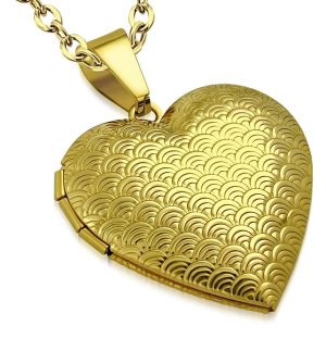 Amanto Ketting Dedmer Gold - Dames - 316L Staal Goud PVD - Medaillon - Hart - Ø30mm - 45cm-0