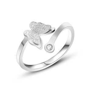 Montebello Ring Butterfly Z - Dames - 316L Staal - Vlinder - Zirkonia - One-Size-0