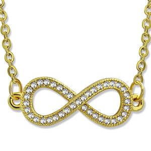 Amanto Ketting Donia - Dames - 316L Staal PVD - Zirkonia - Infinity - 9x25 mm - 45 cm-0