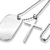 Amanto Ketting Djacky - 316L Staal - Dogtag - Kruis - 46x28mm - 70cm-0