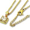 Amanto Ketting Dilay - Dames - 316L Staal Goud PVD - Zirkonia - Vierkant - 10 x 8 mm - 50 cm-0