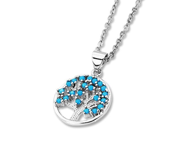 Amanto Ketting Celil Blue - Dames - 316L Staal PVD - Turkoois - Levensboom - ∅1.5 - 50 cm-0