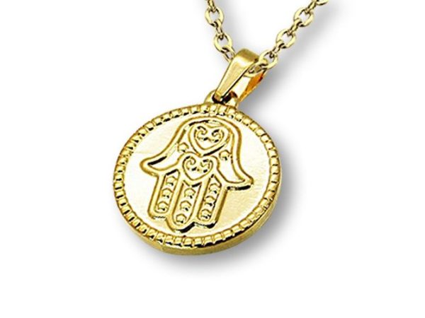 Amanto Ketting Dilnaz Gold - Dames - 316L Staal Goud PVD - Hamsa - ∅17 mm - 45 cm-0