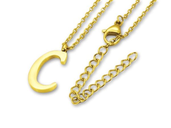 Amanto Ketting C Gold - 316L Staal PVD Verguld - Alfabet - 19x9mm - 50cm-0