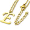 Amanto Ketting E Gold - Unisex - 316L Staal PVD - Letter - 18x14mm - 50cm-0