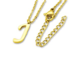 Amanto Ketting J Gold - Unisex - 316L Staal Goud PVD - Letter - 18 x 6 - 50 cm-0