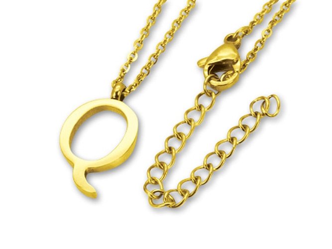 Amanto Ketting Q Gold - Unisex - 316L Staal Goud PVD - Letter - 19 x 11 - 50 cm-0