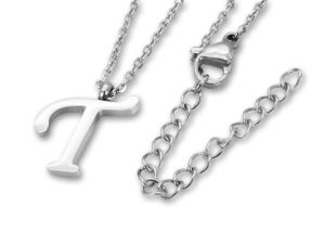 Amanto Ketting T - Unisex - Staal PVD - Letter - 17x11mm - 50cm-0