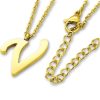 Amanto Ketting V Gold - Unisex - 316L Staal Goud PVD - Letter - 17 x 11 - 50 cm-0