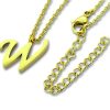 Amanto Ketting W Gold - Unisex - 316L Staal Goud PVD - Letter - 15 x 13 - 50 cm-0